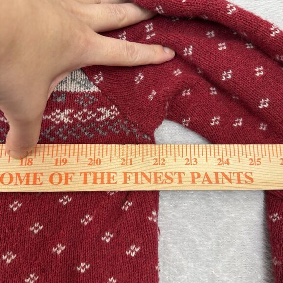 Eddie Bauer Wool Blend Sweater Womens XL Red Zip Fair Isle Nordic Cabincore Cozy - Picture 6 of 11